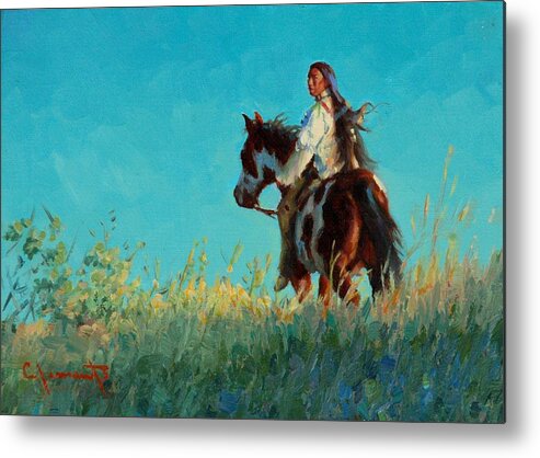 Indian Metal Print featuring the painting Over the Horizon by Jim Clements