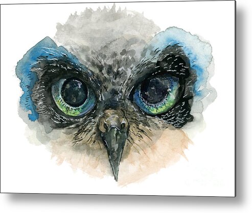 Owl Metal Print featuring the painting Owl Eyes by Lauren Heller