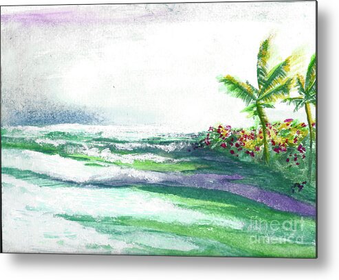 Beach Metal Print featuring the painting Palm Beach by Francelle Theriot
