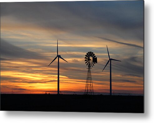 Windmills Metal Print featuring the photograph Panhandle Windmills by Bill Hyde