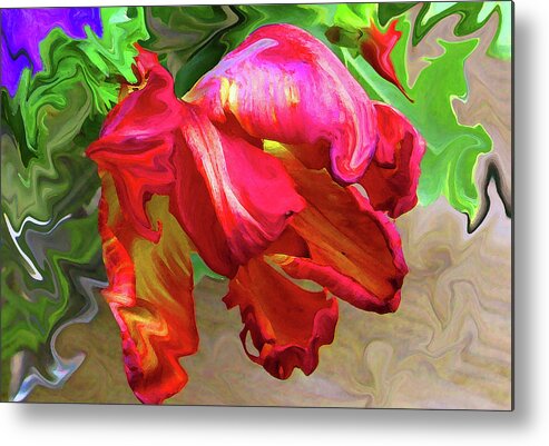 Abstract Metal Print featuring the photograph Parrot Tulip by Kathy Moll