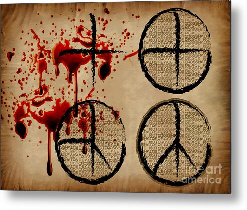 Digital Art Metal Print featuring the digital art Peace Not Crosshairs by Laura Brightwood