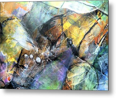 Abstract Metal Print featuring the painting Pearls of Wisdom by Jim Whalen