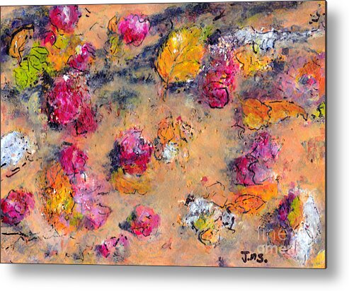 Petals Metal Print featuring the painting Petals Underfoot by Jackie Sherwood