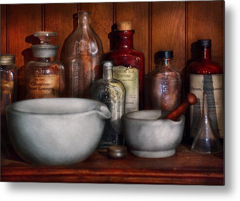 Gift For Metal Print featuring the photograph Pharmacist - Medicine for Coughing by Mike Savad