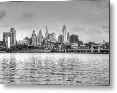 Philadelphia Metal Print featuring the photograph Philadelphia Skyline in Black and White by Jennifer Ancker