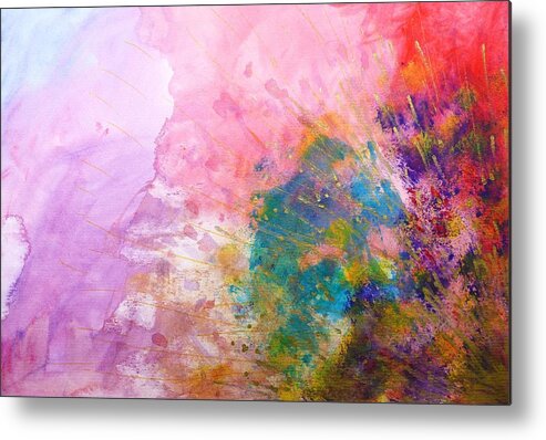 Abstract Metal Print featuring the painting Pink Nebula by Nigel Radcliffe