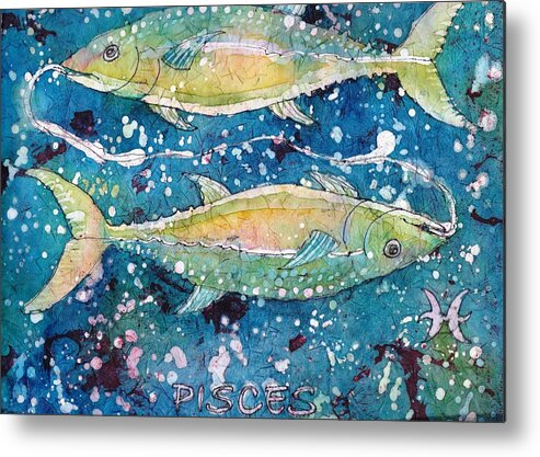 Zodiac Metal Print featuring the painting Pisces by Ruth Kamenev