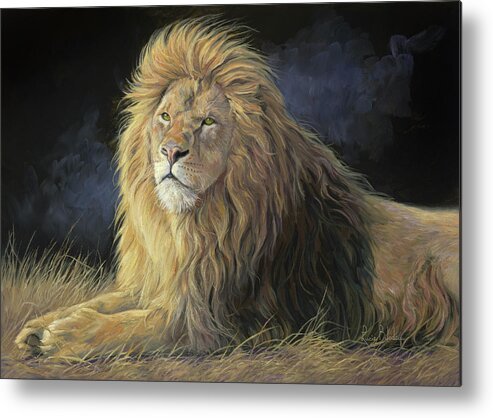 Lion Metal Print featuring the painting Pleasant Breeze by Lucie Bilodeau