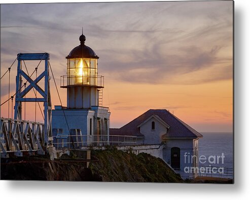 Architecture Metal Print featuring the photograph Point Bonita Light House at Sunset by Dean Birinyi