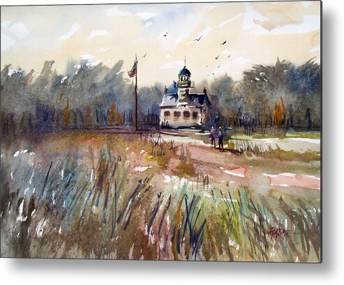 Watercolor Metal Print featuring the painting Point Pinos Lighthouse by Ryan Radke
