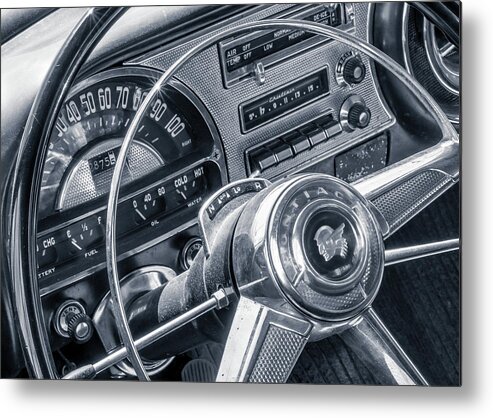 Pontiac Metal Print featuring the photograph Pontiac Chieftain dash and steering wheel by Jim Hughes