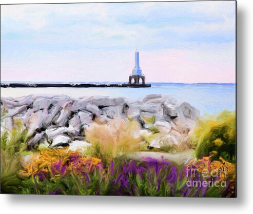 Lighthouse Metal Print featuring the digital art Port Breaker by Stacey Carlson