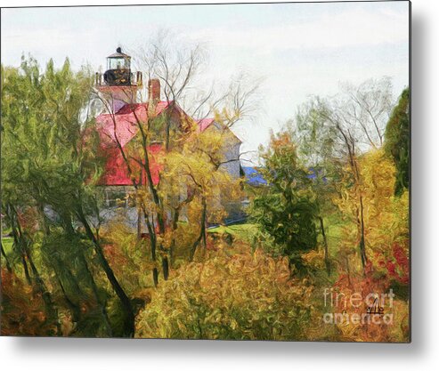 Lighthouse Metal Print featuring the digital art Port Lighthouse by Stacey Carlson