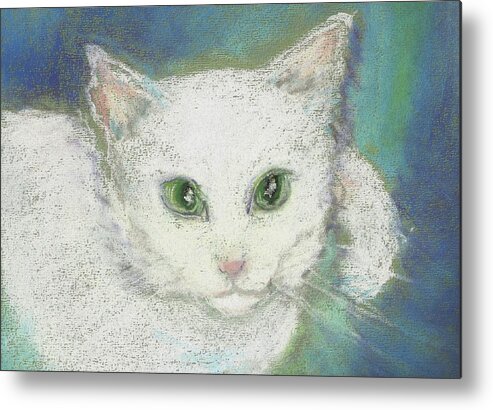Cat Metal Print featuring the drawing Portrait of Misty by Denise F Fulmer