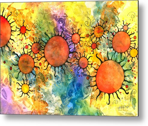 Artoffoxvox Metal Print featuring the mixed media Primordial Suns 2 by Kristen Fox