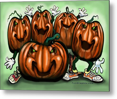 Halloween Metal Print featuring the painting Pumpkin Party by Kevin Middleton