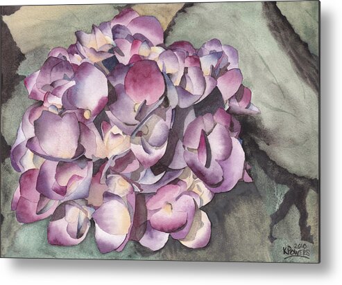 Purple Metal Print featuring the painting Purple Hydrangea by Ken Powers