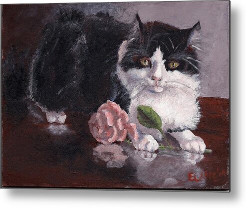 Cat Picture Metal Print featuring the painting Queen for a Day by Elizabeth Lane