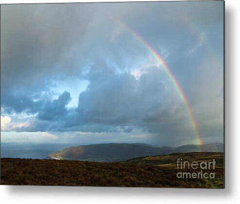 Rainbow Metal Print featuring the photograph Rainbow over Porlock Hill by Andy Myatt