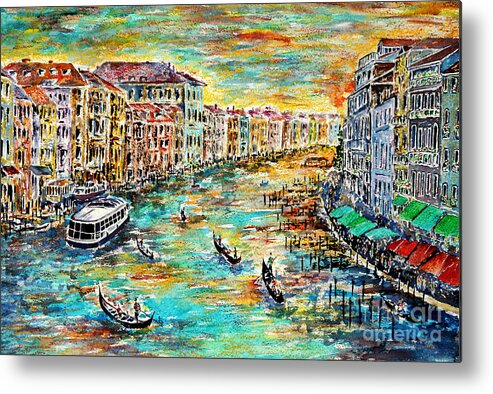 Watercolour Metal Print featuring the painting Recalling Venice by Almo M