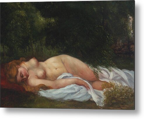 Gustave Courbet Metal Print featuring the painting Reclining Nude by Gustave Courbet