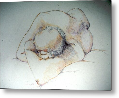 Full Body Metal Print featuring the painting Reclining Study 3 by Barbara Pease