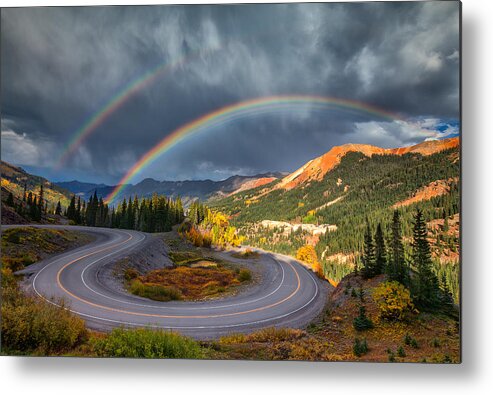 Rainbows Metal Print featuring the photograph Red Mountain Rainbow by Darren White