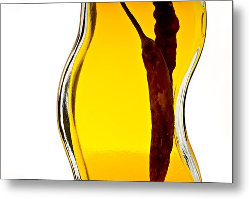 Red Pepper Metal Print featuring the photograph Red Pepper in Olive Oil by Onyonet Photo studios
