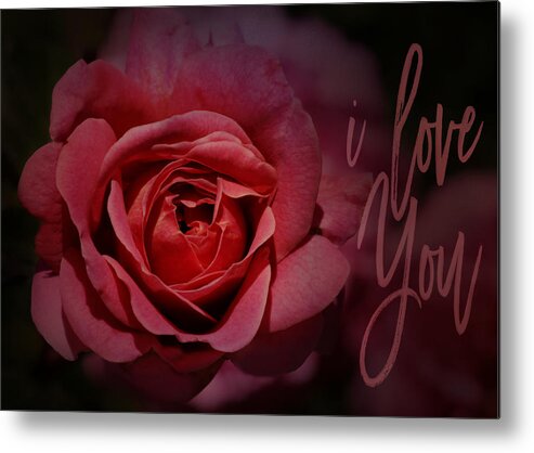 Red Rose Metal Print featuring the photograph Red Rose - I Love You by Nikolyn McDonald