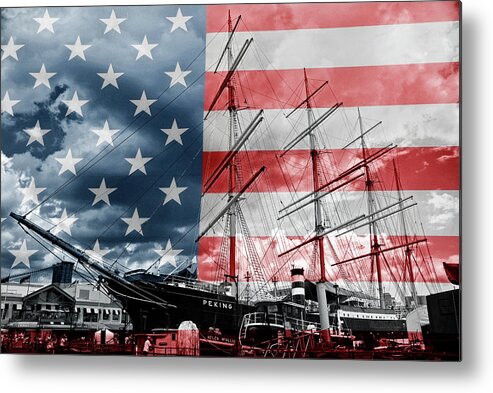 Flag Metal Print featuring the photograph Red White and Blue by Cate Franklyn
