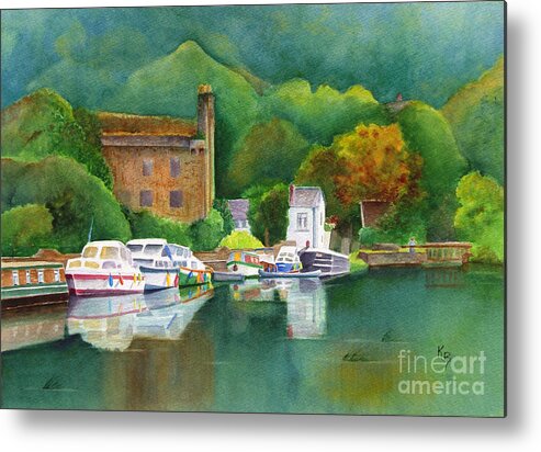 Landscape Metal Print featuring the painting Riverboats by Karen Fleschler