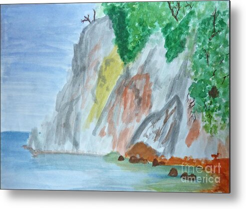 Art Metal Print featuring the painting Rocky Coast by Francesca Mackenney