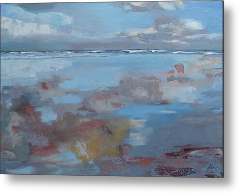 Ocean Metal Print featuring the painting Rolling Fog by Trina Teele