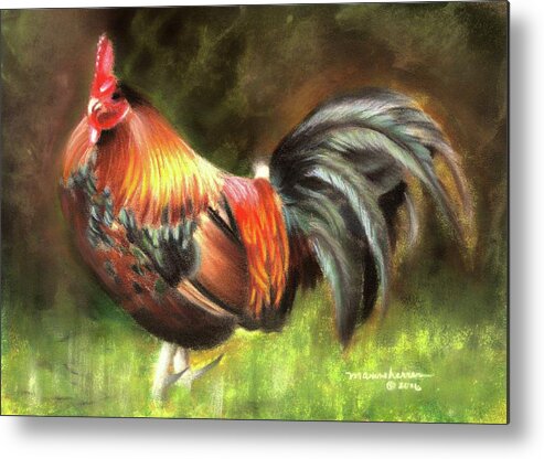 Rooster Metal Print featuring the pastel Rooster Dance by Melissa Herrin