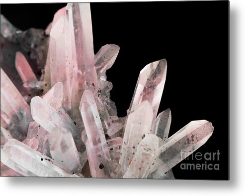 Pink Metal Print featuring the photograph Rose Quartz Crystals by Emanuela Carratoni