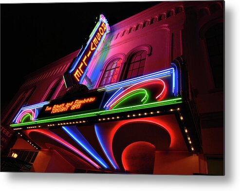 Neon Metal Print featuring the photograph Roseville Theater Neon Sign by Melany Sarafis