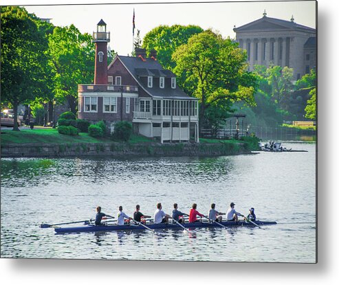 Rowing Metal Print featuring the photograph Rowing Crew in Philadelphia in the Spring by Bill Cannon