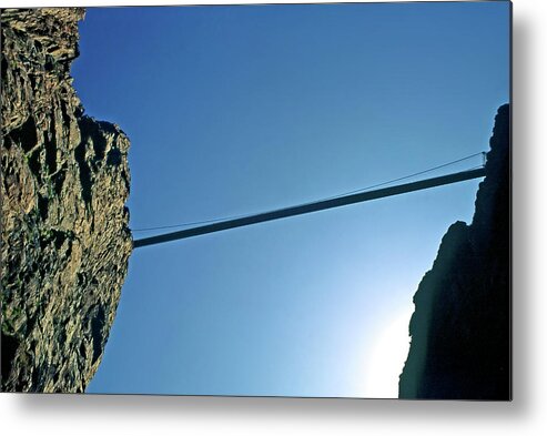 Suspension Bridge From Below Metal Print featuring the photograph Royal Gorge Bridge by Sally Weigand