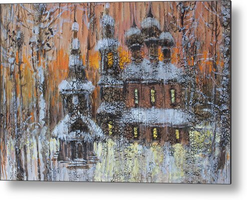 Russia Metal Print featuring the painting Russian Church under Snow by Ilya Kondrashov