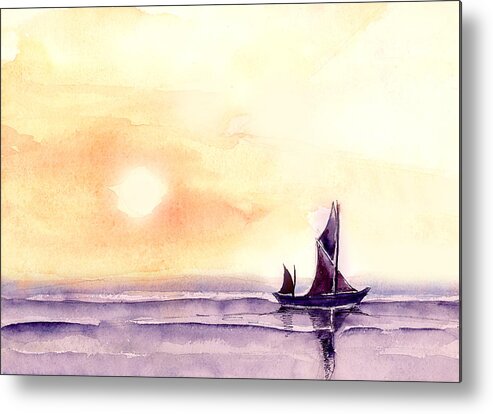 Nature Metal Print featuring the painting Sailing by Anil Nene