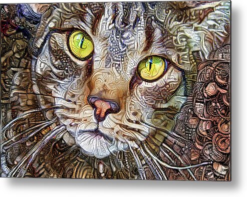 Tabby Cat Metal Print featuring the digital art Sam the Tabby Cat by Peggy Collins