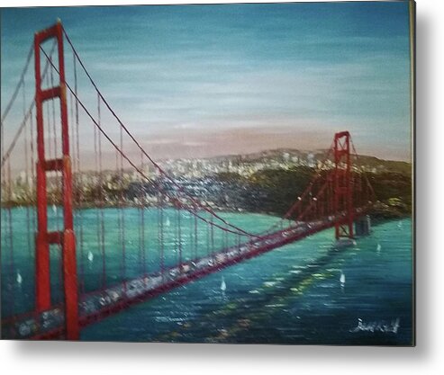 City Metal Print featuring the photograph San Francisco And The Golden Gate Bridge by Jay Milo