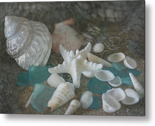 Sand Metal Print featuring the photograph Sand, Shells, and Sea Glass 9870 by Teresa Wilson