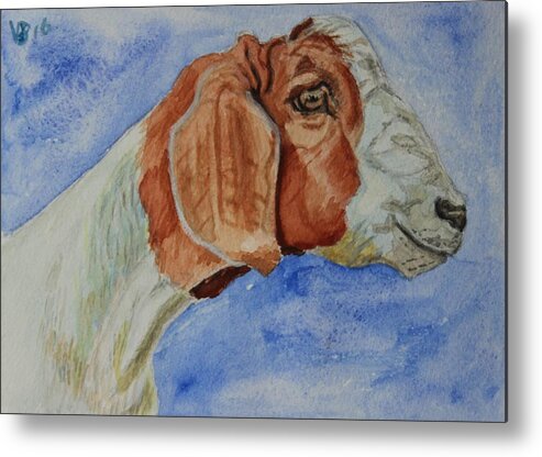 Large Metal Print featuring the painting SARA's Goat, Hercules by Vera Smith