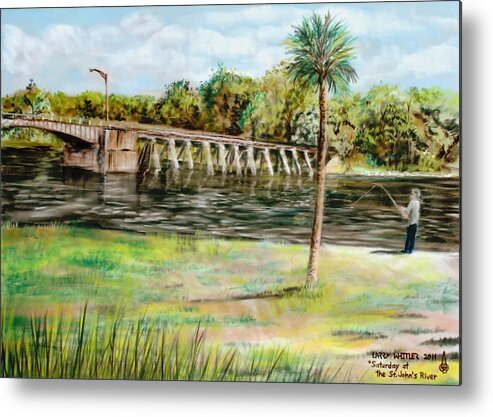 St. John's River Metal Print featuring the pastel Saturday At The St. John's River by Larry Whitler