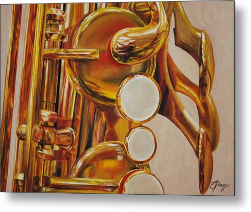 Realism Metal Print featuring the painting Saxophone by Emily Page