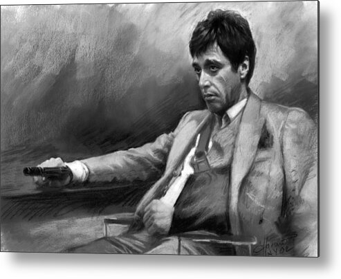 Al Pacino Metal Print featuring the pastel Scarface 2 by Ylli Haruni