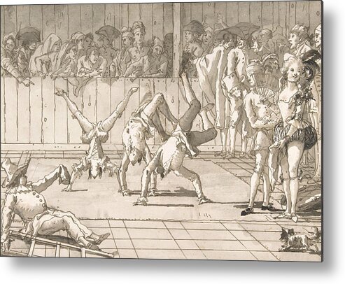 18th Century Art Metal Print featuring the drawing Scene of Contemporary Life - The Acrobats by Giovanni Domenico Tiepolo