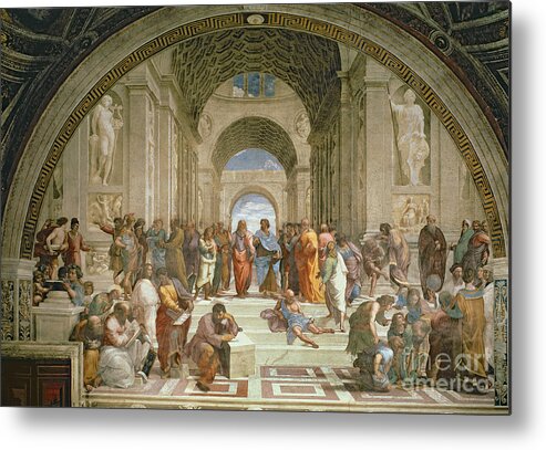 School Metal Print featuring the painting School of Athens from the Stanza della Segnatura by Raphael